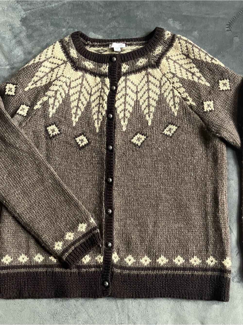 J. Jill Nordic Pattern Grey Button-Front Cardigan